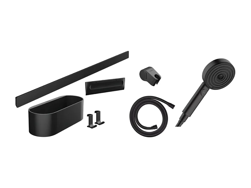 HANSGROHE Ensemble d'accessoires de douche sans thermostatique noir mat WallStoris