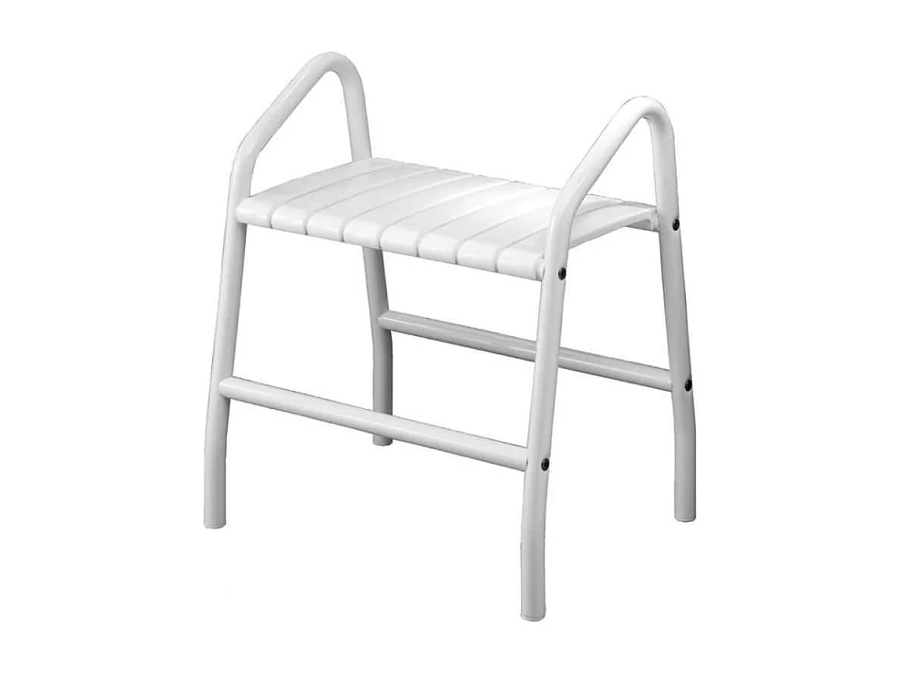 Banc de douche PMR PELLET Essentiel confort avec deux poignées de maintien aluminium époxy blanc