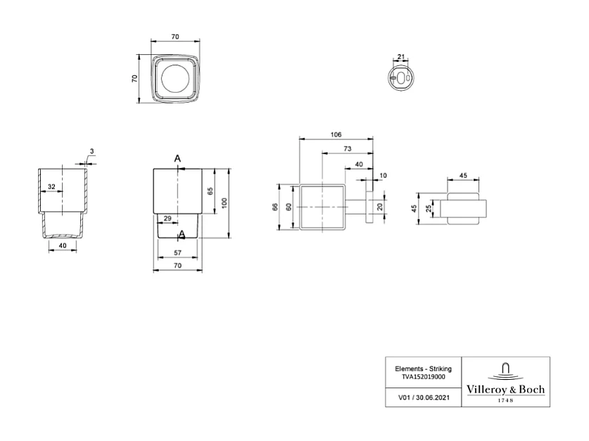 Porte-verre VILLEROY ET BOCH Elements - Striking  nickel brossé