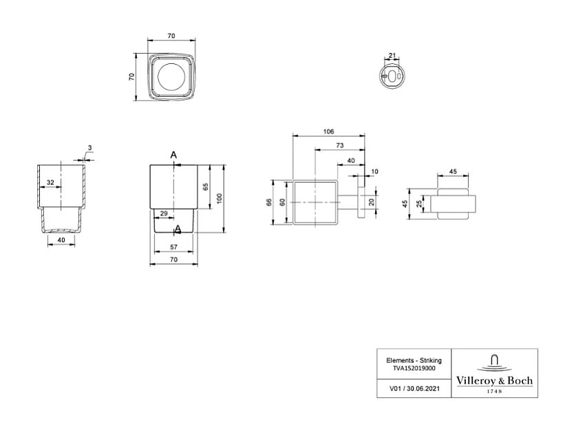 Porte-verre VILLEROY ET BOCH Elements - Striking  nickel brossé