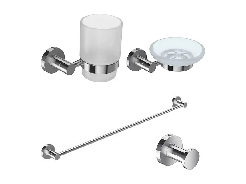 JACOB DELAFON Lot Porte savon Classique, Porte gobelet avec verre, Barre porte-serviettes et Patère en métal