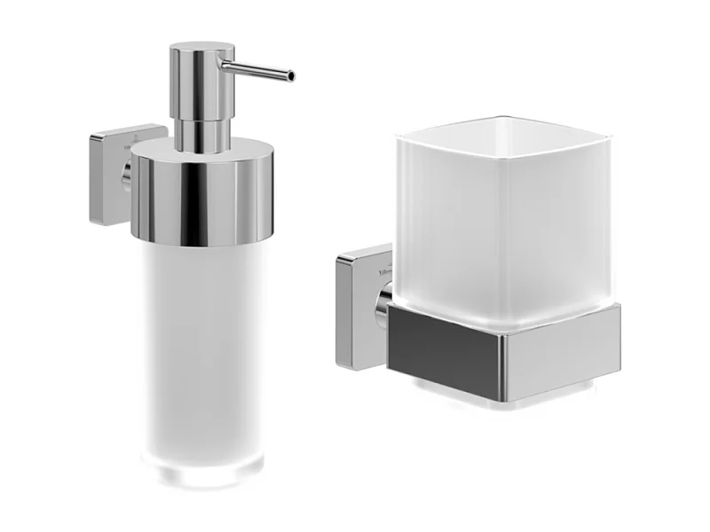 Porte-verre + Distributeur de savon VILLEROY & BOCH Elements Striking Chrome