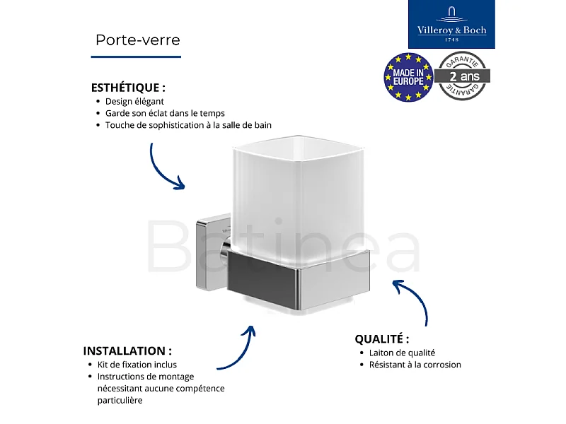 Porte-verre + Distributeur de savon VILLEROY & BOCH Elements Striking Chrome