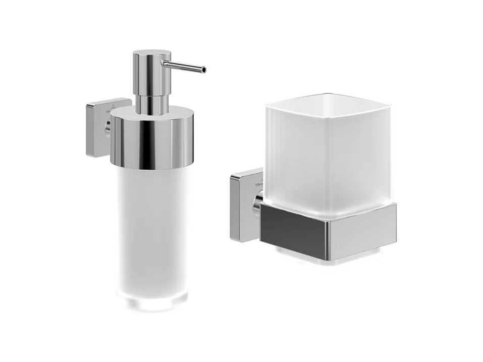 Porte-verre + Distributeur de savon VILLEROY & BOCH Elements Striking Chrome
