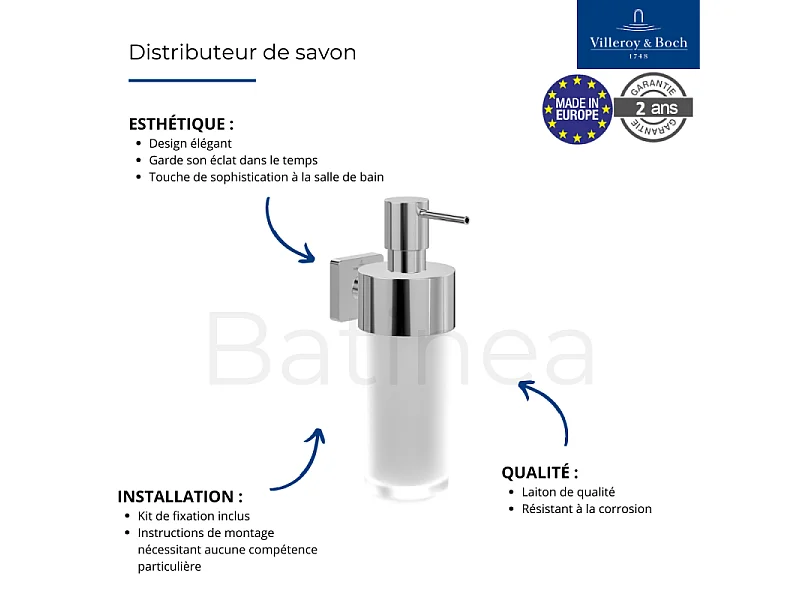 Porte-verre + Distributeur de savon VILLEROY & BOCH Elements Striking Chrome