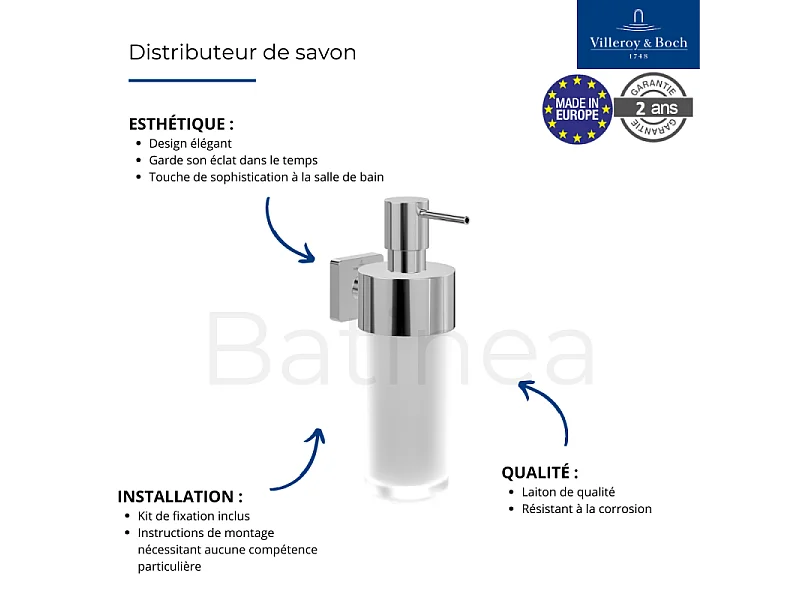 Porte-verre + Distributeur de savon VILLEROY & BOCH Elements Striking Chrome