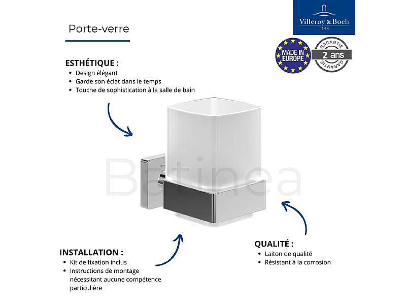 Porte-verre + Distributeur de savon VILLEROY & BOCH Elements Striking Chrome