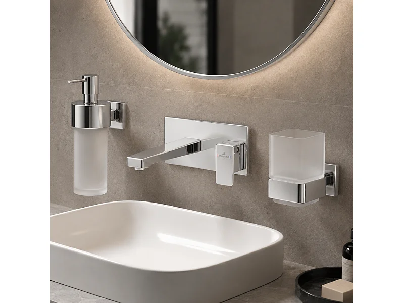 Porte-verre + Distributeur de savon VILLEROY & BOCH Elements Striking Chrome