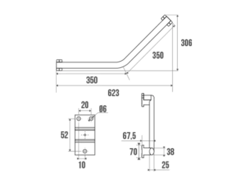 Barre de maintien coudée PMR PELLET Design aluminium époxy gris caches résine gris anthracite