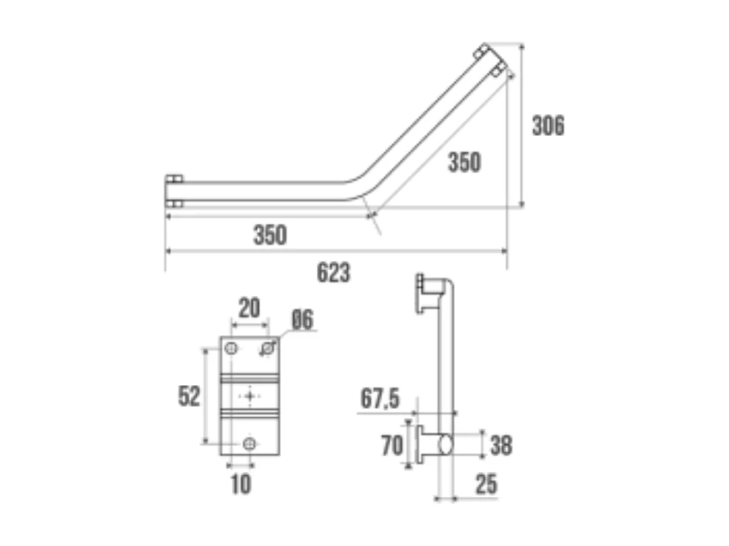Barre de maintien coudée PMR PELLET Design aluminium époxy gris caches résine gris anthracite