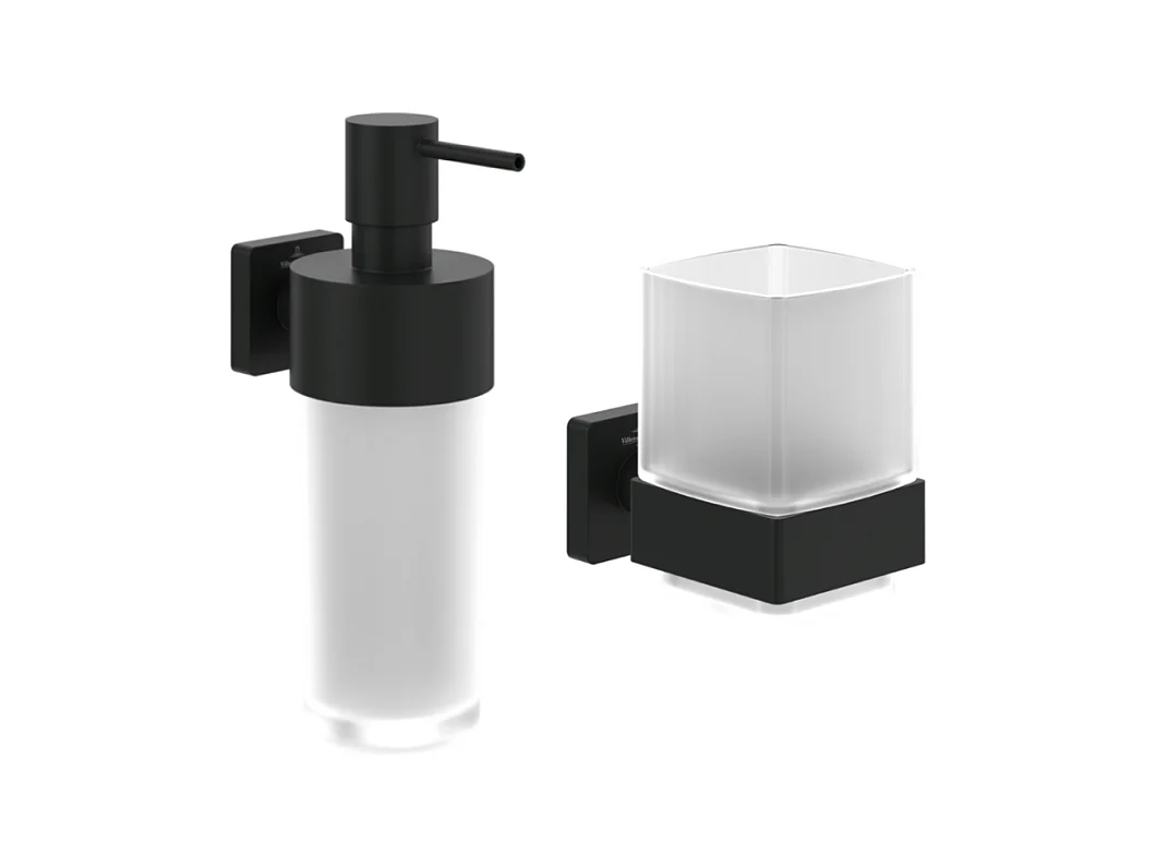 Porte-verre + Distributeur de savon VILLEROY & BOCH Elements Striking noir mat