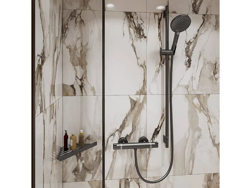 HANSGROHE Tablette d'angle noir chromé brossé AddStoris