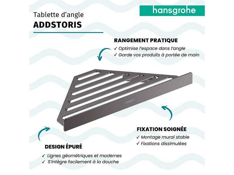 Tablette d'angle HANSGROHE AddStoris noir chromé brossé