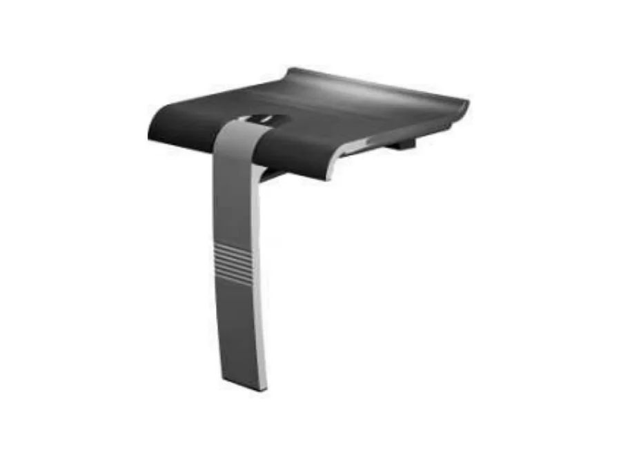Siège de douche PMR PELLET Design escamotable gris anthracite piètement aluminium époxy gris