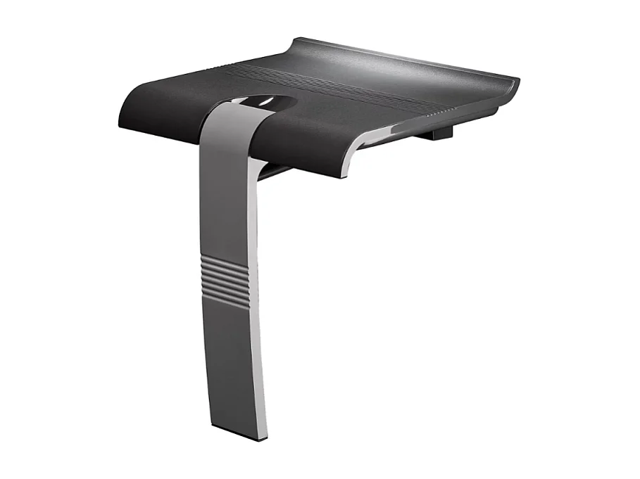 Siège de douche PMR PELLET Design escamotable gris anthracite piètement aluminium époxy gris