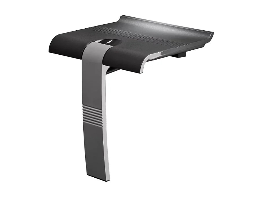 Siège de douche PMR PELLET Design escamotable gris anthracite piètement aluminium époxy gris