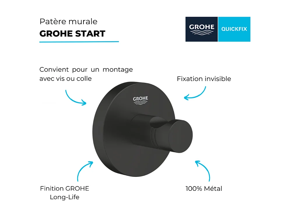 Patère murale GROHE Start noir mat