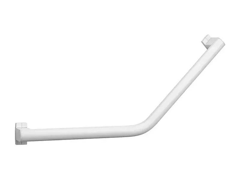 Barre de maintien coudée PMR PELLET Design aluminium époxy blanc caches résine blanc