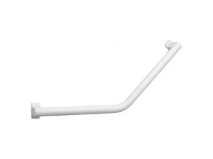 Barre de maintien coudée PMR PELLET Design aluminium époxy blanc caches résine blanc