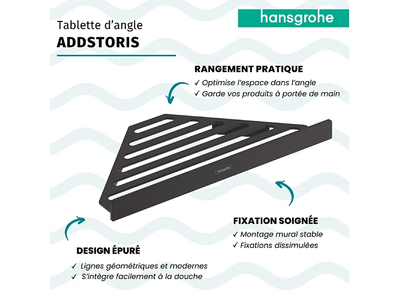 Tablette d'angle HANSGROHE AddStoris noir mat