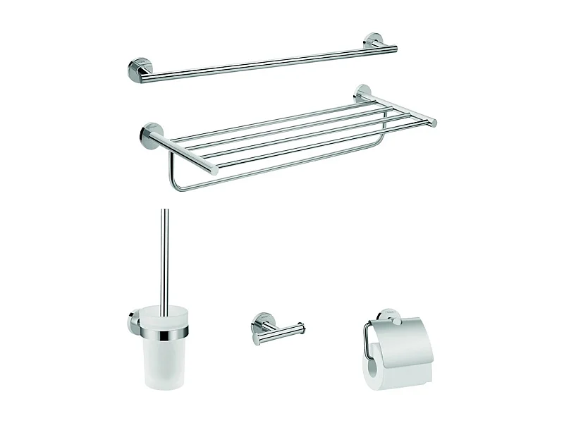 HANSGROHE Accesorios de baño cromados 5 en 1 Logis Universal