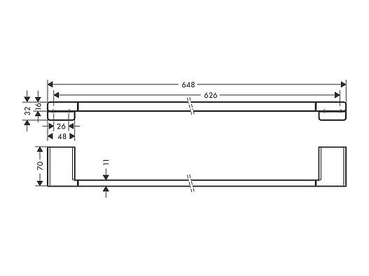 HANSGROHE Porte-serviettes 648 mm noir chromé brossé AddStoris