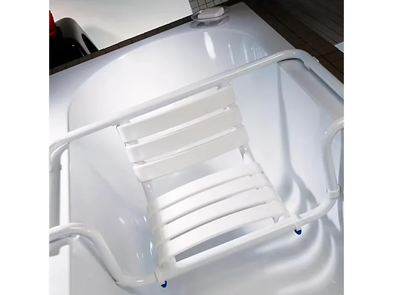 Siège de baignoire PMR PELLET aluminium époxy blanc avec dossier