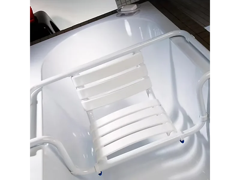 Siège de baignoire PMR PELLET aluminium époxy blanc avec dossier