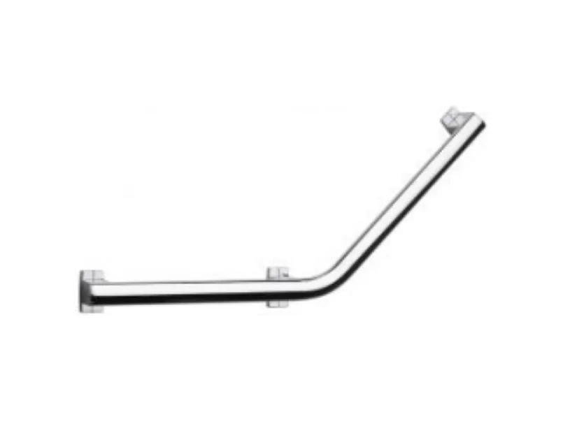 Barre de maintien coudée PMR PELLET Design 135° aluminium anodisé brillant caches résine chromée
