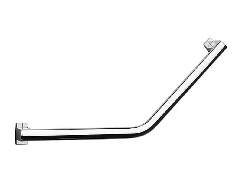 Barre de maintien coudée PMR PELLET Design 135° aluminium anodisé brillant caches résine chromée