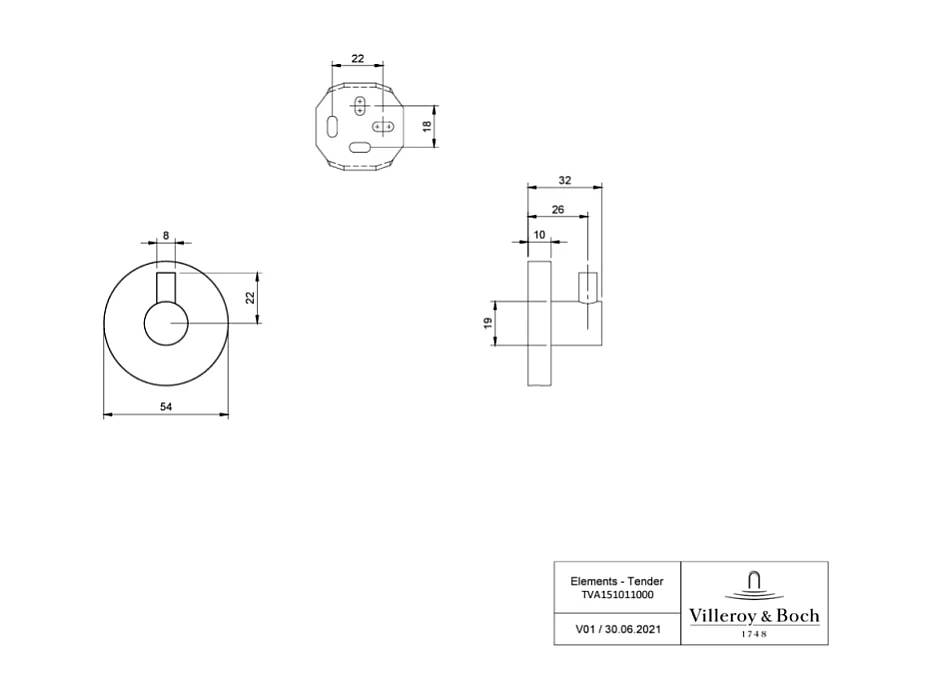 Crochet pour serviettes VILLEROY ET BOCH Elements - Tender
