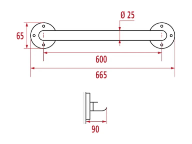 Barre de maintien droite PMR PELLET Essentiel acier époxy 60 cm blanc