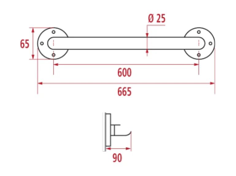 Barre de maintien droite PMR PELLET Essentiel acier époxy 60 cm blanc
