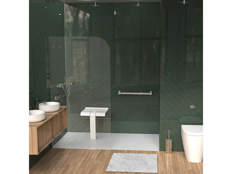 Barre de maintien droite PMR PELLET Design 60 cm aluminium anodisé brillant caches résine chromée