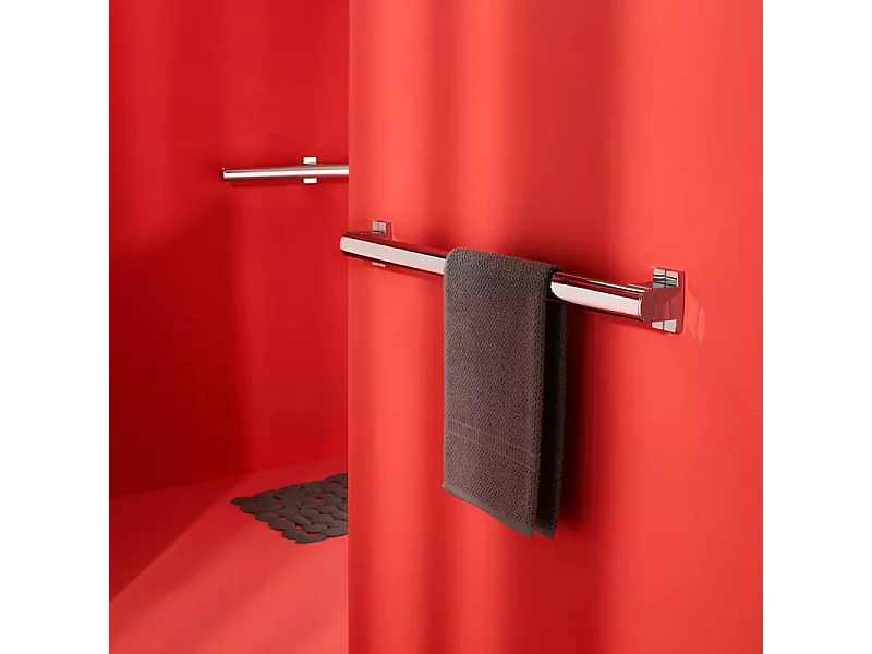 Barre de maintien droite PMR PELLET Design 60 cm aluminium anodisé brillant caches résine chromée