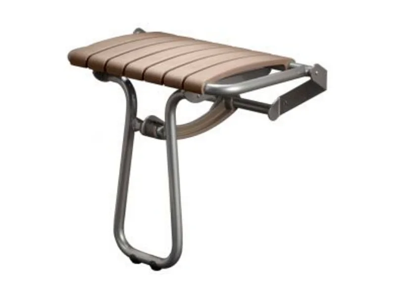 Siége de douche PMR PELLET Essentiel confort assise large avec pied aluminium époxy gris lattes taupe