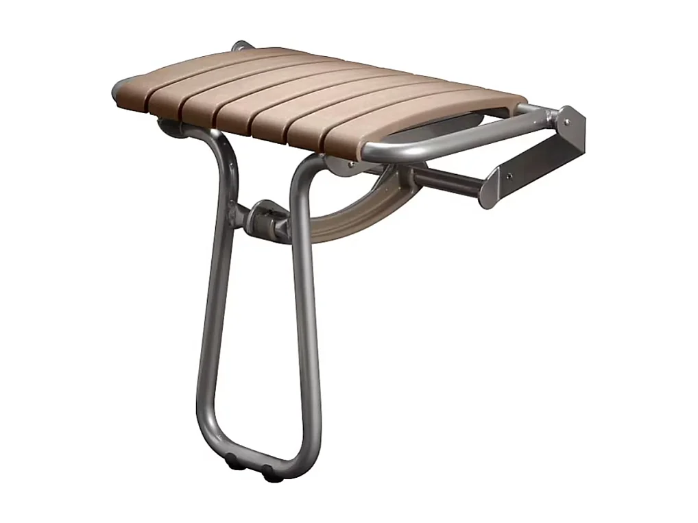 Siége de douche PMR PELLET Essentiel confort assise large avec pied aluminium époxy gris lattes taupe