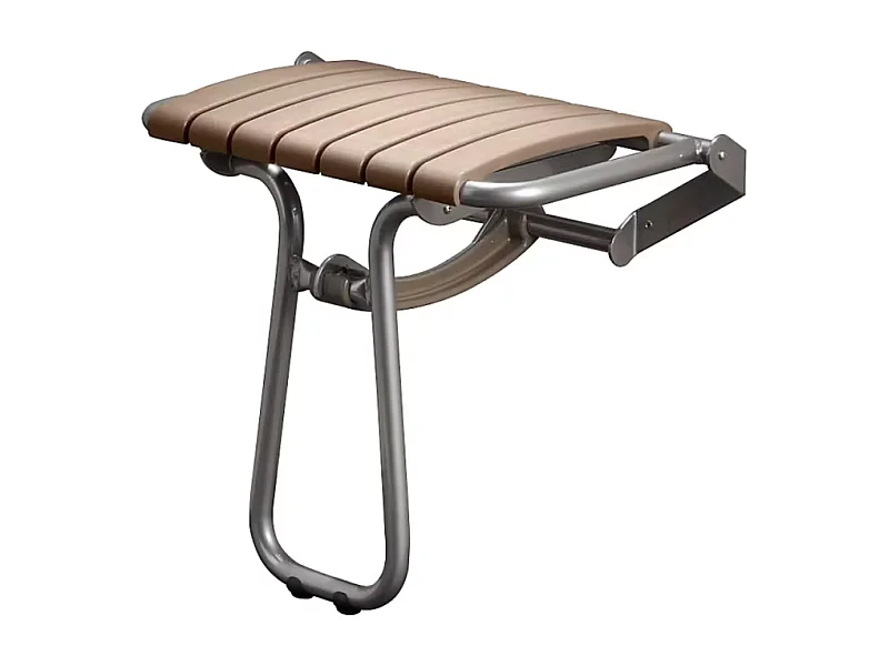 Siége de douche PMR PELLET Essentiel confort assise large avec pied aluminium époxy gris lattes taupe