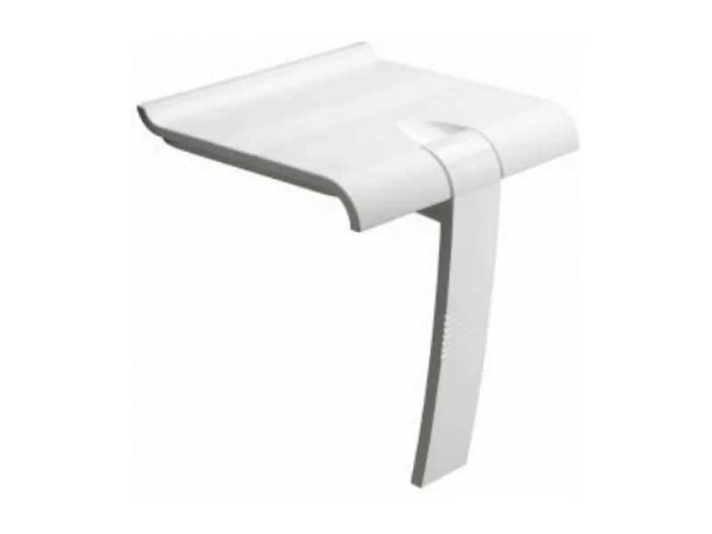 Siège de douche PMR PELLET Design escamotable blanc piètement aluminium époxy blanc