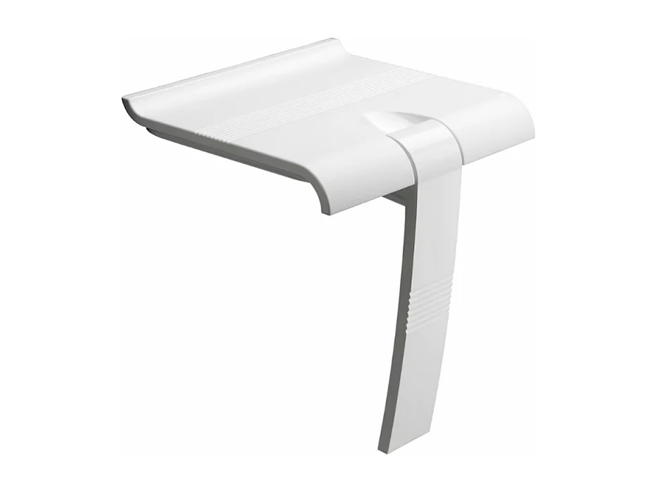 Siège de douche PMR PELLET Design escamotable blanc piètement aluminium époxy blanc