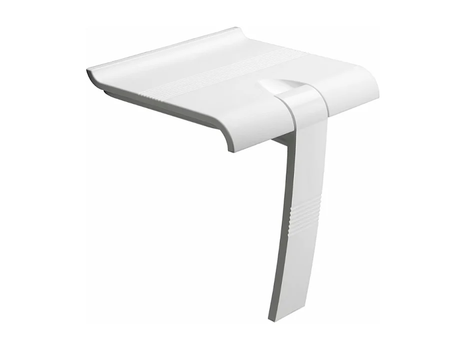Siège de douche PMR PELLET Design escamotable blanc piètement aluminium époxy blanc