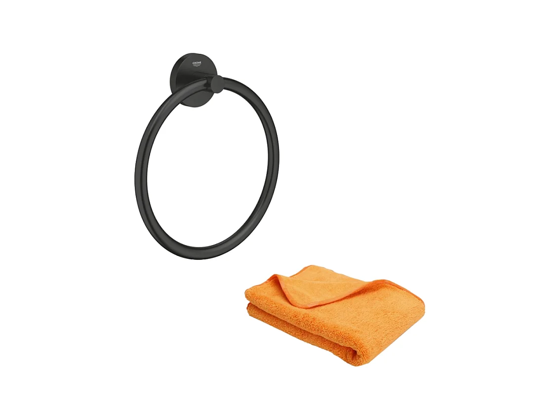 Anneau porte serviettes GROHE Start noir mat + microfibre