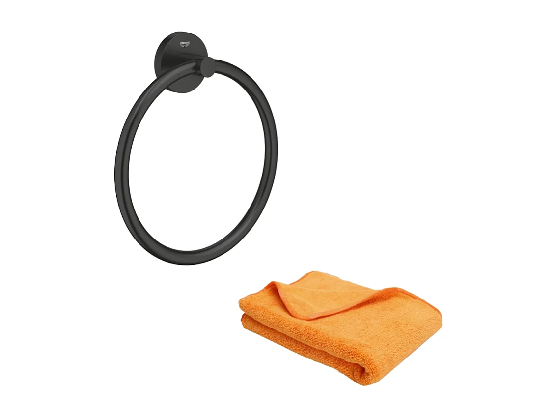Anneau porte serviettes GROHE Start noir mat + microfibre