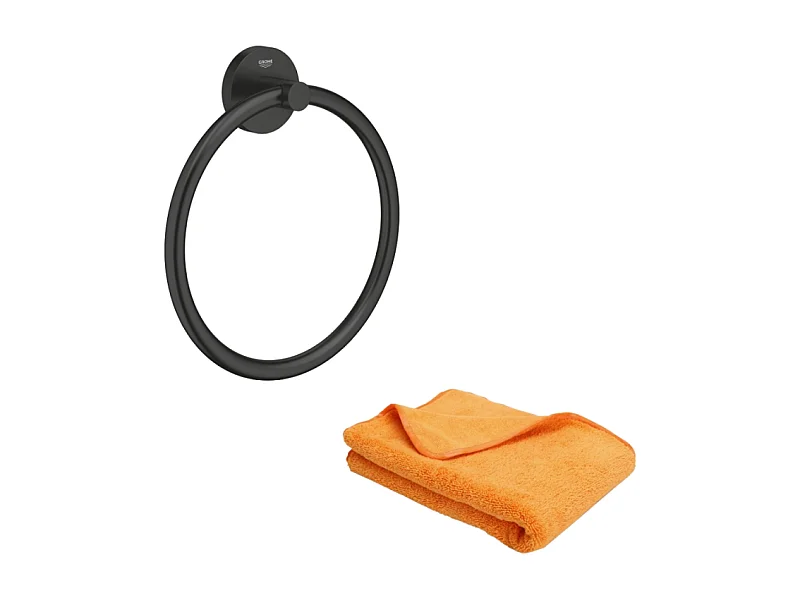 Anneau porte serviettes GROHE Start noir mat + microfibre
