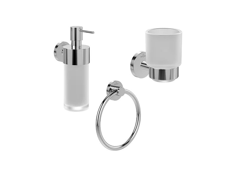 Porte-verre + Distributeur de savon + Anneau porte-serviettes VILLEROY & BOCH Elements Tender