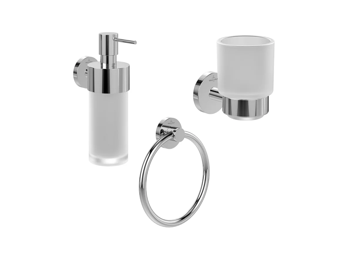 Porte-verre + Distributeur de savon + Anneau porte-serviettes VILLEROY & BOCH Elements Tender