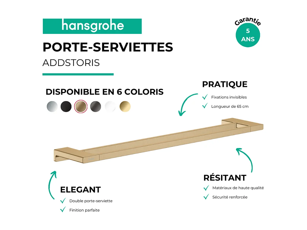 HANSGROHE Porte-serviettes double rail 648 mm bronze brossé AddStoris