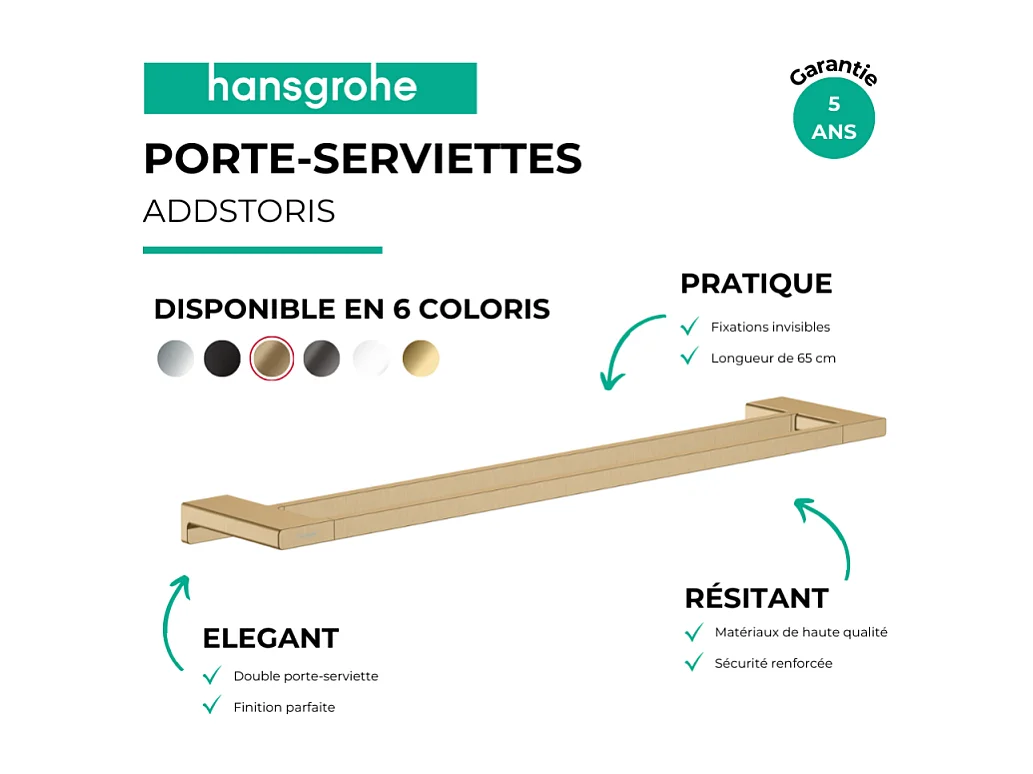 HANSGROHE Porte-serviettes double rail 648 mm bronze brossé AddStoris