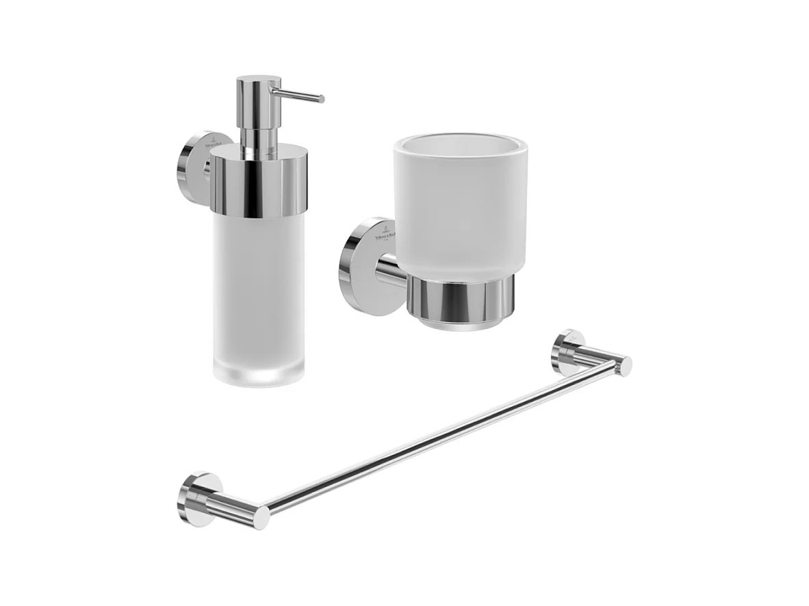 Porte-verre + Distributeur de savon + Barre porte-serviettes VILLEROY & BOCH Elements Tender