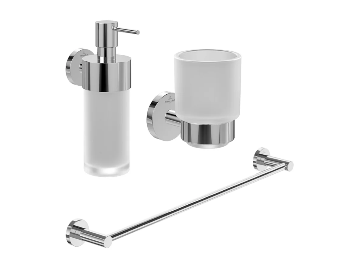 Porte-verre + Distributeur de savon + Barre porte-serviettes VILLEROY & BOCH Elements Tender
